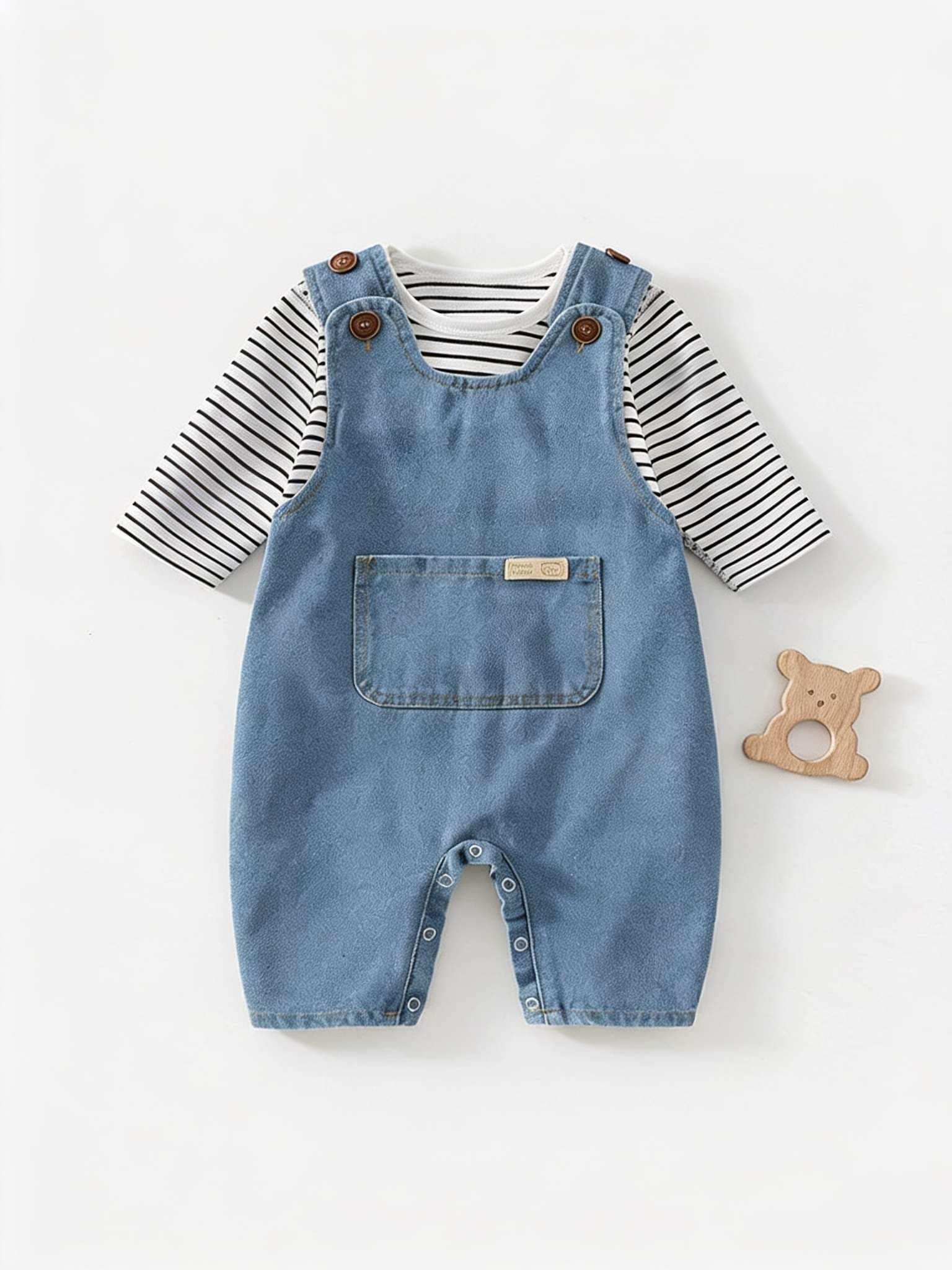 Denim Overall Romper Set