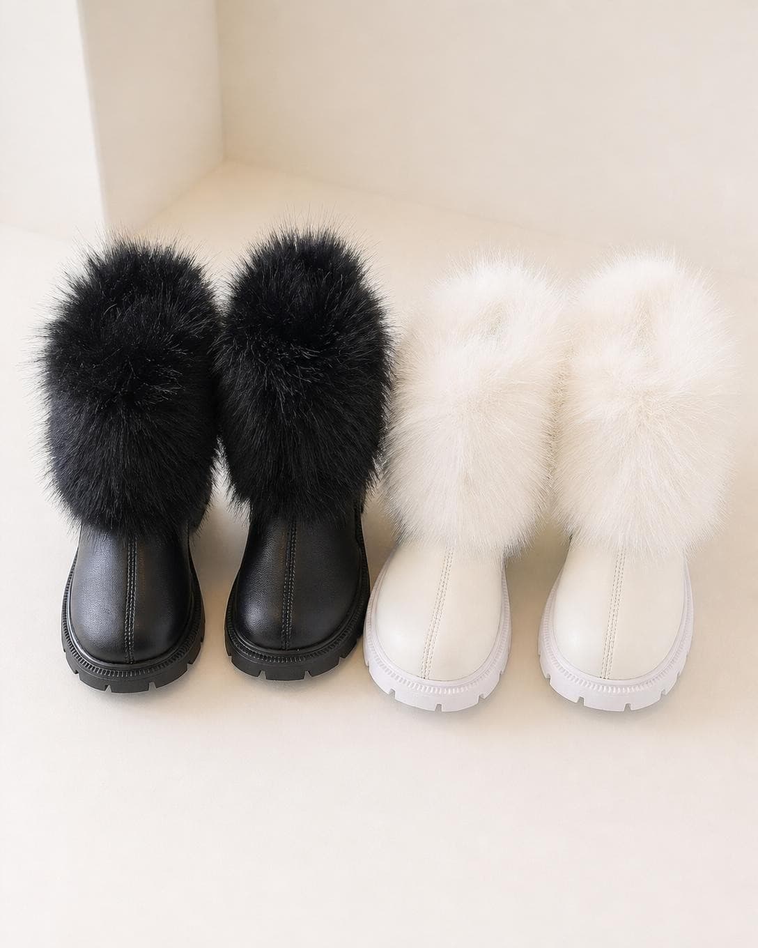 Faux Fur Cuff Ankle Winter Boots
